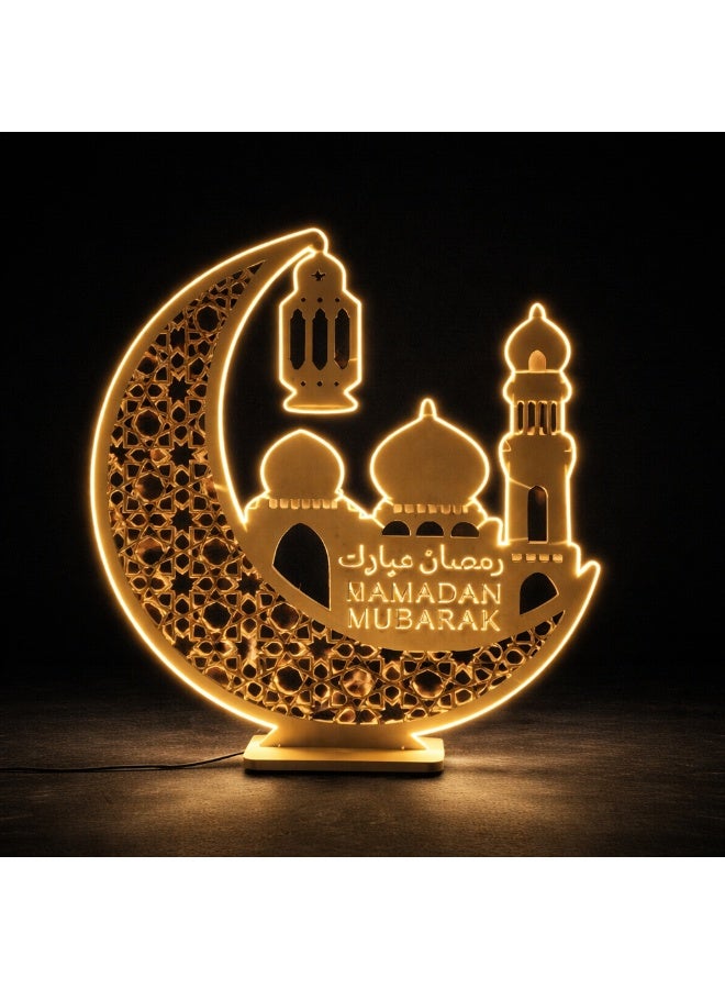 Ramadan Crescent Moon Decorative Floor Lamp with Warm White COB LED – 80 x 70 cm - Image 4